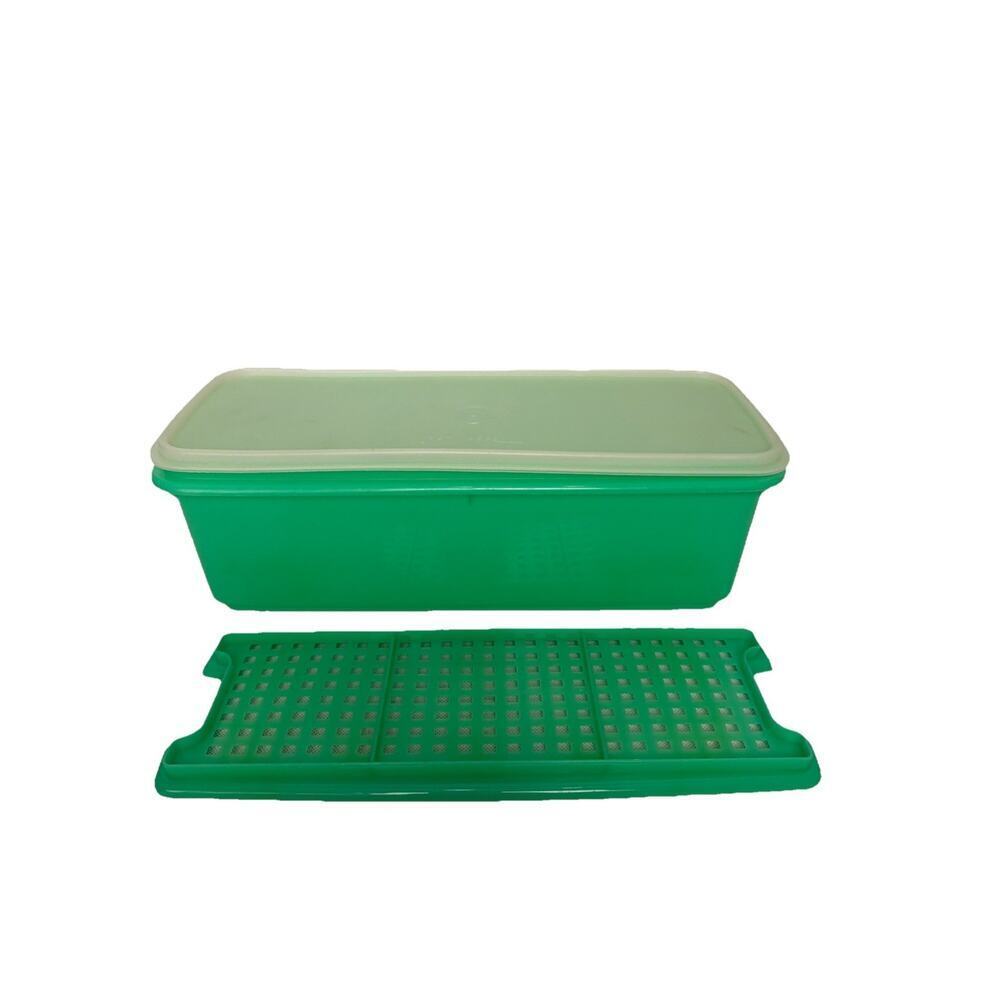 Vintage Tupperware Jadeite Green Celery Vegetable Keeper 3 Piece Set 782-2 784-5